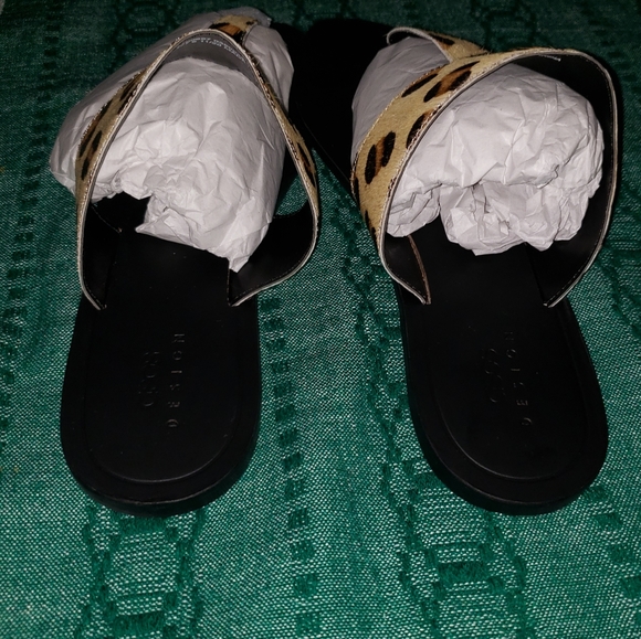 ASOS🩴Function Leather Toe Thong Sandal in Leopard - Picture 7 of 9